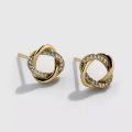 Σκουλαρίκια Καρφωτά με Διπλό Κύκλο καί Ζιργκόν Χρυσά Ασήμι 925 - Beautylook